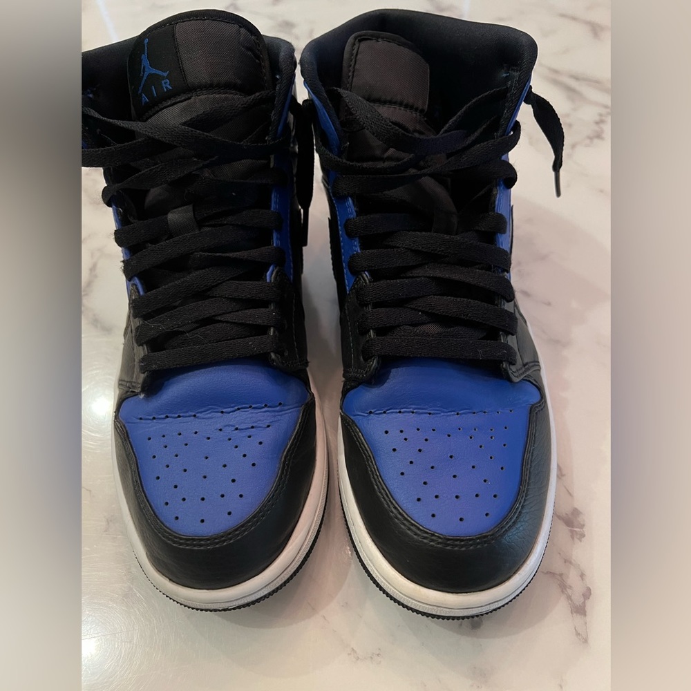 Air Jordan 1 Mid Hyper Black/Hyper-Royal/White Leather